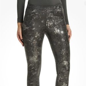 Hue Marbled Metallic Microsuede Leggings- Size S